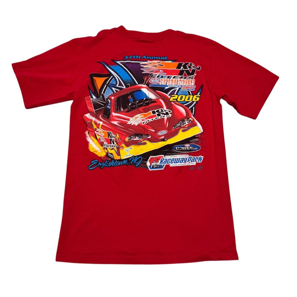 Anvil‎ 2006 NHRA Supernationals Racing Car Red Double Sided Shirt Men's Small